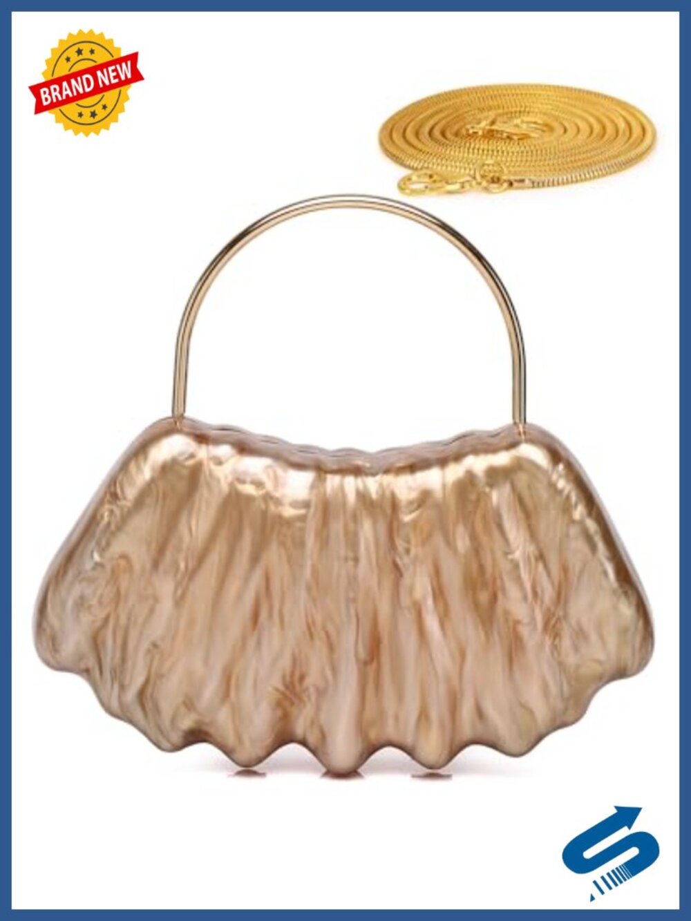 Acrylic Shell Clutch Top Handle Evening Bag Wedding Guest Purse